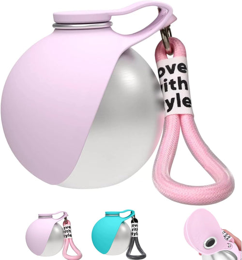 2-In-1 Portable Dog Water Bottle, Travel Hydration Dispenser Container Cup or Small Dogs - Leak-Proof & Compact Dog Travel, Foldables Pet Water Bottle for Small Dog Walking (Pink)