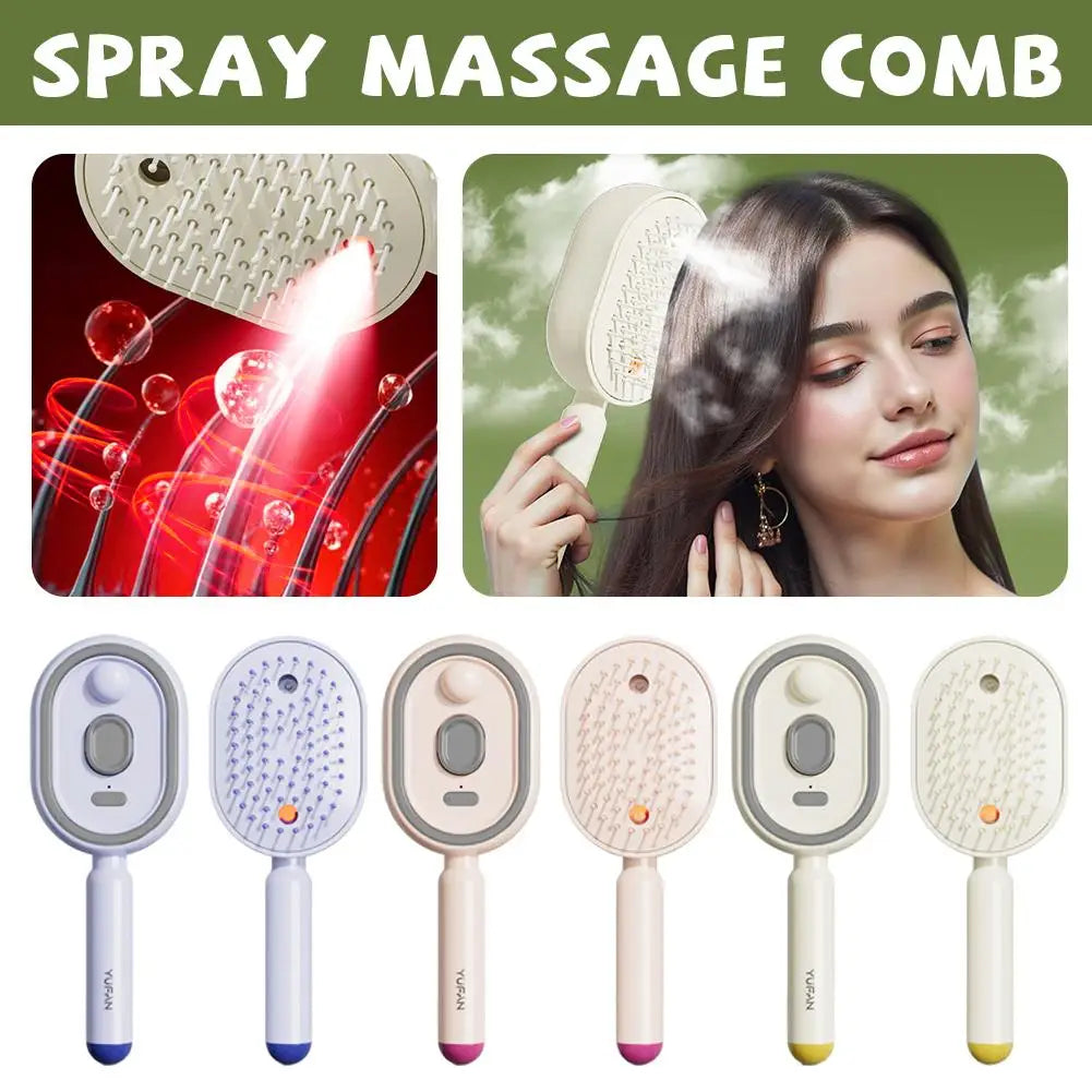 3 in 1 Self Essence Spray Massage Hair Comb Oil Brush Self-Cleaning Hairbrush Scalp Therapy anti Static Detangling Hair Care